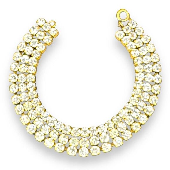 Rhinestones Bracelet Three Layer Marked Slovakia Spring Ring Clasp - Picture 7 of 9